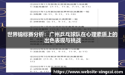 世界锦标赛分析：广州乒乓球队在心理素质上的出色表现与挑战